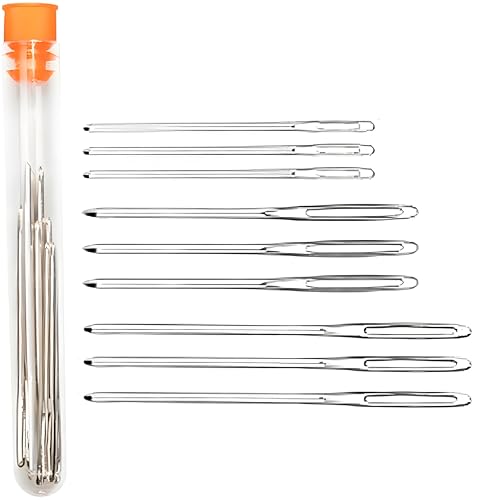 Large Eye Stainless Steel Sewing Needles, Set of 9, for Knitting, Hand Sewing, Crocheting, Darning