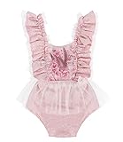 Newborn Baby Girls Clothes Infant Ruffle Bodysuit Sleeveless Pink Romper Jumpsuit One Piece Clothing