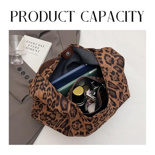 Bolso Satchel grande para mujer color marrón con estampado de leopardo miniatura 3