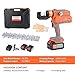 HZLZRZ Electric Hydraulic Crimping Tool, 12 Ton Battery Lug Crimping Tool with Smart Chip Protection, Wire Crimper, Battery Cable Crimper Tool with 9 Dies for Cu Terminals (12AWG-2/0AWG)