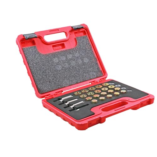64PCS Thread Repair Kit with M13 M15 M17 M20 x 1.5 Metric Sizes - Heavy-Duty Steel Leak-Proof Inserts for Oil Pan/Sump Drain Plugs (Car & Motorcycle Stripped Thread Fix)