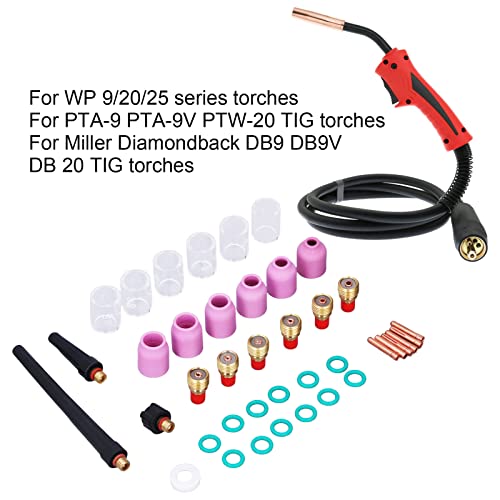 Kit de acessórios de tocha de solda TIG 40 peças Kit de acessórios de tocha de solda TIG Pinça Bico