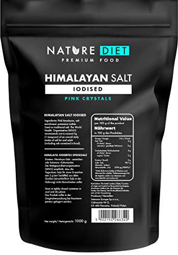 Nature Diet - Sal del Himalaya de Pakistán 5 x 1000 g | Sal rosada | Grano fino | Del Himalaya Cover