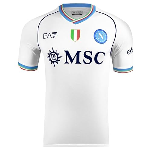 SSC NAPOLI Camiseta de competición, EA7, Escudo Tricolor, Tejido técnico Dry Touch, 2023/2024