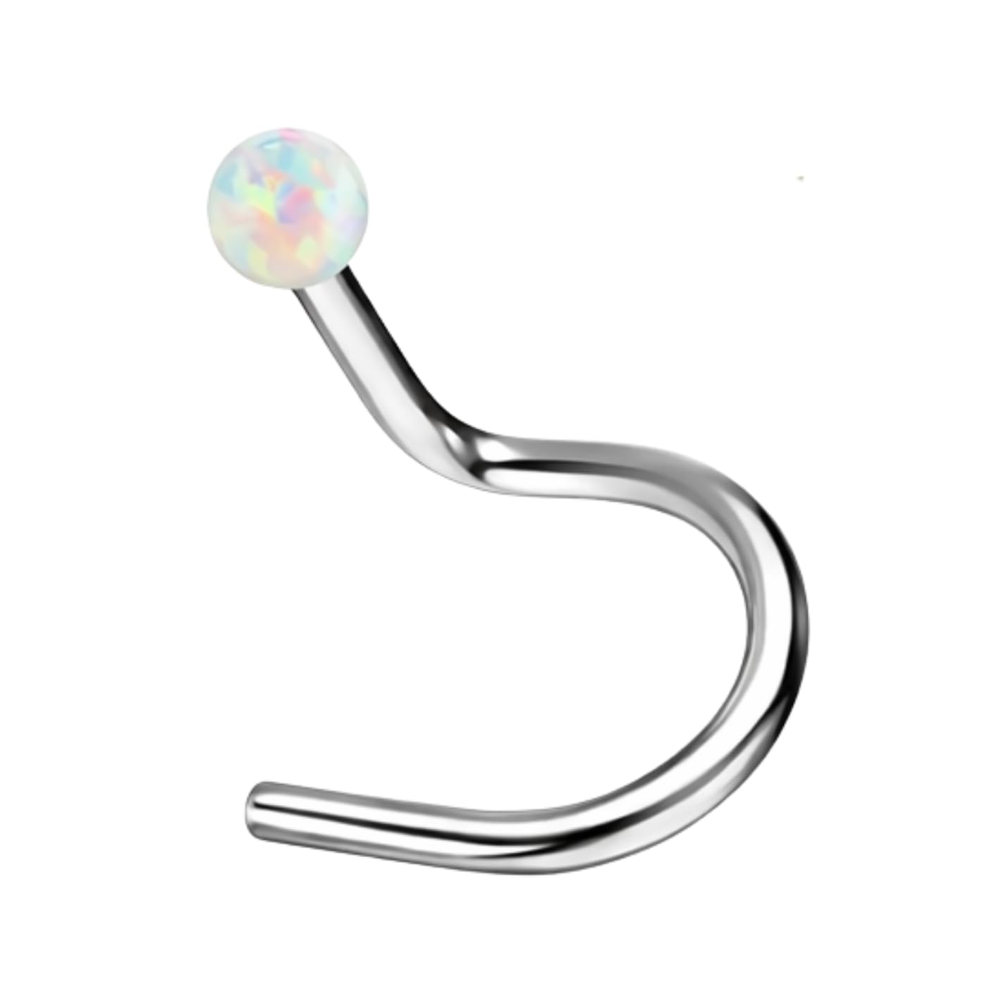 Nose Screw, 20G 316L Surgical Steel, Synthetic Opal Ball, 0.8mm, Blue, Green, White-image-26