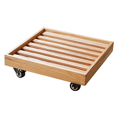 Support pot de fleurs roulettes fluides bois 40,8 cm - Évitez le mal de dos