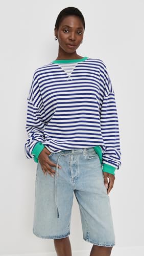 Free People Women's Classic Striped Crew Sweatshirt2