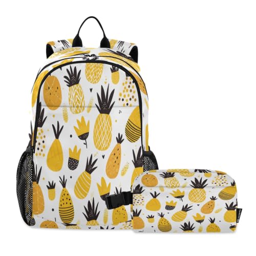 Sac à dos ananas avec sac à déjeuner pour les repas à l'école et sorties