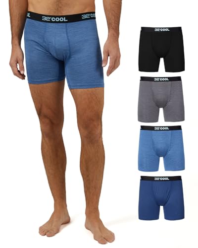 32 Degrees COOL Mens 4-PACK Quick Dry Performance Boxer Brief With Comfort Elastic Waistband