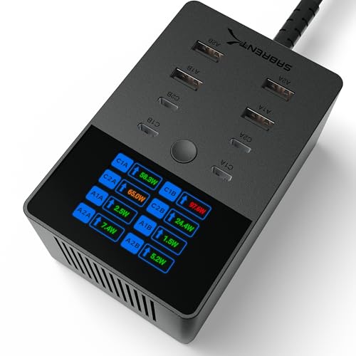 SABRENT VOLTIK Charging Station, 252W 8-Port USB C and USB A Desktop Charger, UL Certified with...