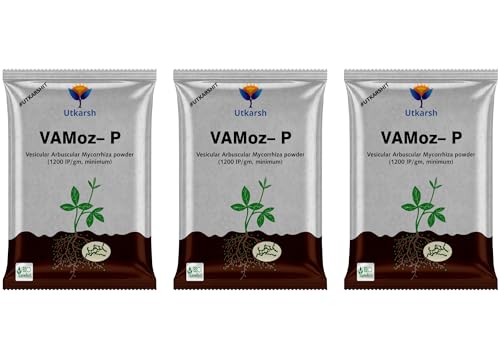 Image of Utkarsh Mycorrhiza with 1200 IP /gm Bio Fertilizers for Healthy Plants, Vigorous Stem Girth, Enhances Nutrient Absorption, Water Uptake & Soil Aeration | VAMoz-P (2.7 Kg; Pack of 3 of 900 gm)