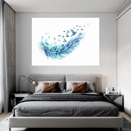 Tableau plume abstrait 40x60cm encadré pour déco murale