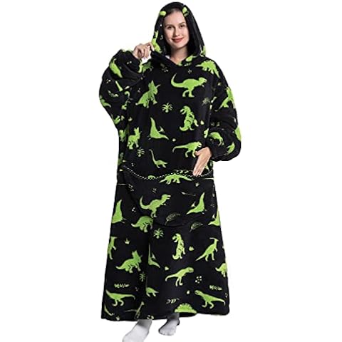 Extra Long Oversized Hoodie Blanket, KEYUSHOP Super Soft Fleece Wearable Blanket Hooded Fluffy Giant Warm Sweatshirt Pullover Jumper with Pocket for Women Men Cover
