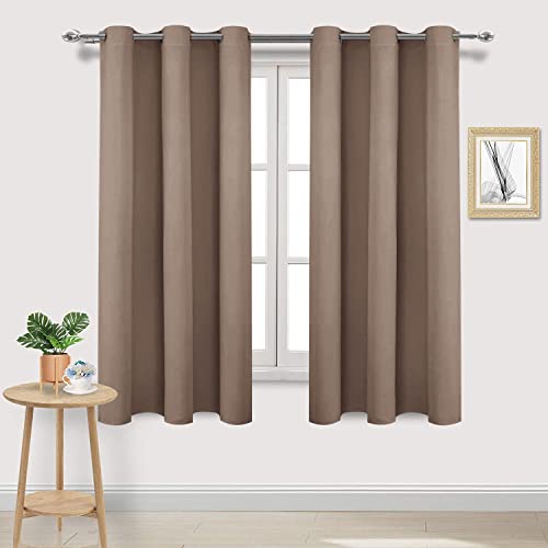 DWCN Blackout Curtains - Eyelet Khaki Curtains for Bedroom & Living Room - Thermal 46 x 54 Inch 2 Panels, W 46" x L 54" (2 Panels)