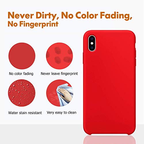 Image of REALCASE iPhone Xs Silicone Case, iPhone Xs Covers, Liquid Silicone Gel Rubber Shockproof Case Soft Microfiber Cloth Lining Cushion Compatible with Apple iPhone Xs 5.8 Inch (2018) [Red]