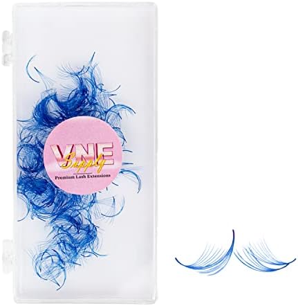 VNE 500 Fans Colorful Lash Extensions | Premade Volume Lash Extensions | Premade Mega Volume Fans | Single color box (15mm- C curl, Blue- 6D)
