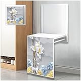 WAYUTO Wall Mounted Shoe Changing Stool with Seating Cushion Foldable Wall Seat Wall Picture Frame Bathroom Shower Seat for Home Decor Deer