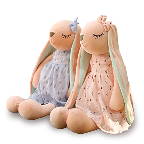 Image of Keludu Set of 2 Kawaii Plush Bunny Easter Stuffed Animal, 16.5 in Super Soft Rabbit Doll with Long Ears for Girls/Kids/Babies