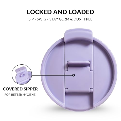 Image of Nestasia GripSip40 Tumbler with Straw & Side Handle 1.2L | Insulated Stainless Steel Sipper Water Bottle for Adults with Dual Flip Opening Sip-Swig Leakproof Lid for Office & Gym (Periwinkle)