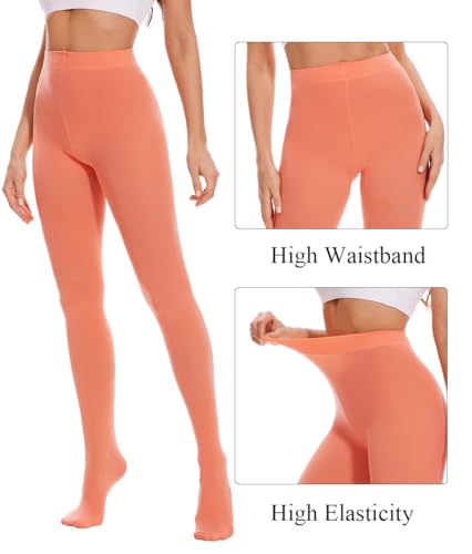 Image of DUCMODA Womens 80 Denier Opaque Tights, Women's Soft Solid Color Footed Pantyhose, High Waist Stocking with 30+ Colors