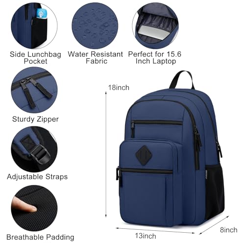Image of ZUBOND Backpack for School, Lightweight Boys Girls Backpack Fits 15.6 Inch Notebook, Water Bottle Pocket - Ideal for Teens, College Students, Adults
