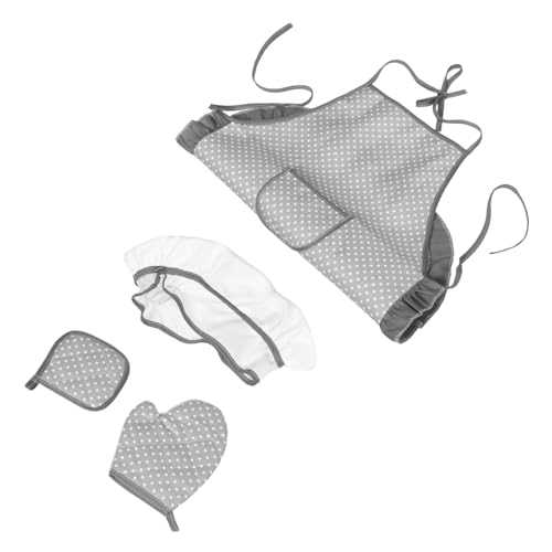 GALPADA Children's Kitchen Apron Set Cooking and Baking Kids Chef Role Play Complete Set Hat Mitt Pot Holder