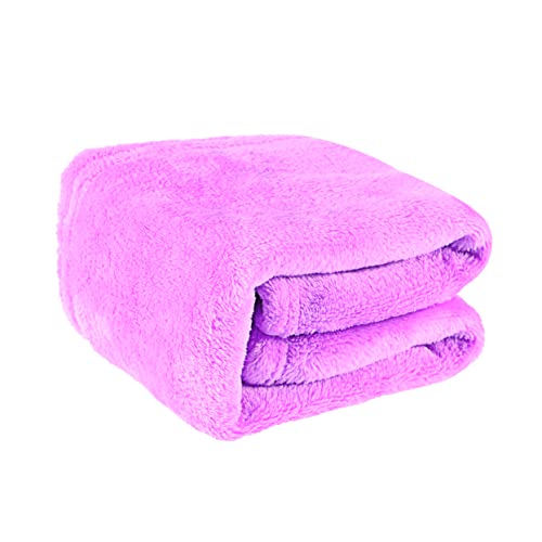 MUCKLILY Gorgeous Flannel Fleece Pet Blanket Lightweight Solid Color Cozy Towel for Dogs and Cats for All Seasons Light Purple