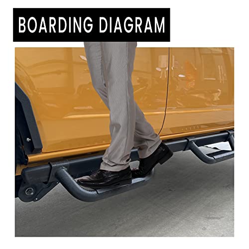 Eyouhz Bronco Running Boards Drop Side Steps Compatible With 2021 2022 2023 Ford Bronco 2 Doors With The Rock Rails,Removable Heavy-Duty Steel Side Bars Step Plates (2 Pack, Black Powder Coated) #TOP5