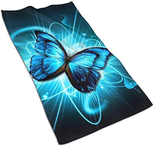 tyui7 Bleu Papillon Serviette De Main Visage Serviette Salle De Bains Cuisine Douce Microfibre Plage Serviette De Voyage 40x70 cm pour Piscine Bain Fitness