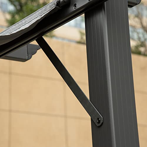 Outsunny 10' x 10' Aluminum Patio Pergola with Retractable Pergola Canopy, Backyard Shade Shelter for Porch, Outdoor Party, Garden, Grill Gazebo, Dark Gray by Outsunny - Image 9