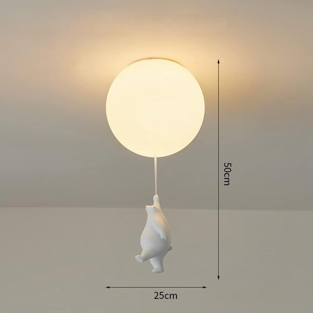 25cm, Moderne Ours Polaire Lumières Lustre pour Enfants Abat-Jour Givré Lustre Sphérique Mignonne Lumières De La Chambre Garçon Fille Chambre Plafonnier Lustre D'éclairage Plafonniers