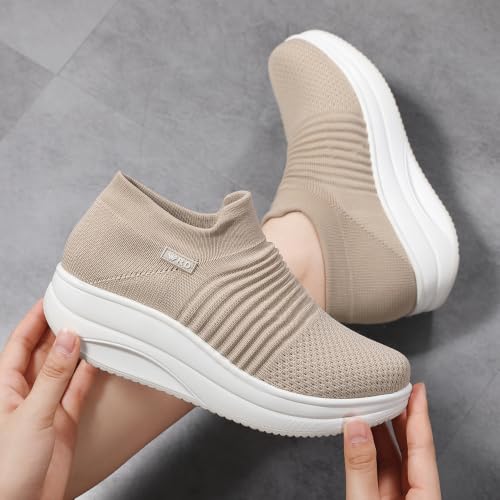 Image of Walking Shoes for Women Slip On Nurse Slip Resistant Work Sock Sneakers Food Service Platform Comfortable Weight Light