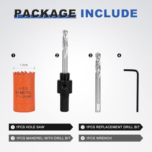 Image of 1 Inch Hole Saw Circle Drill Bit Wood Metal Drywall Plastic Pipe