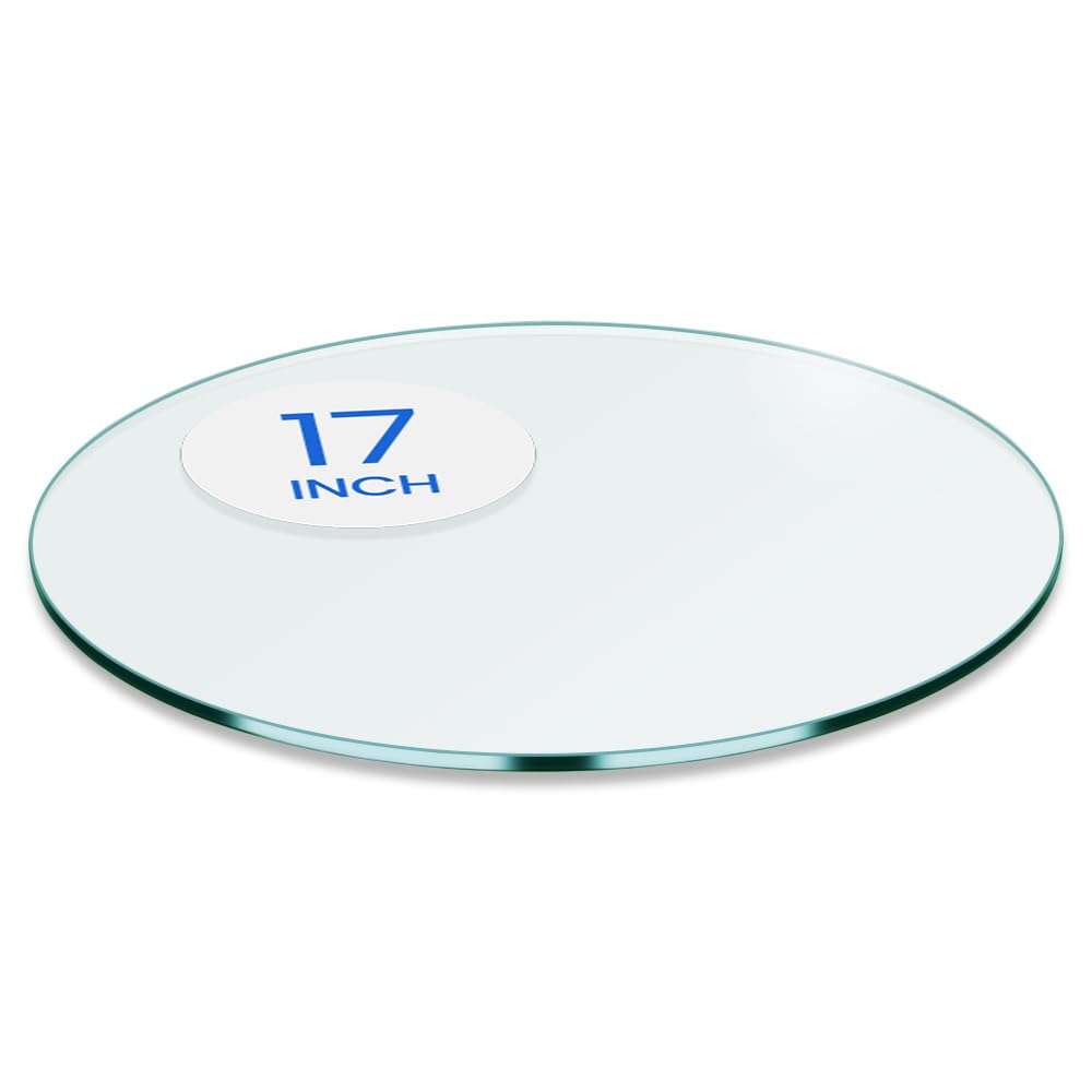 Dulles Glass 17" Round Glass Table Top, 3/8" Thick Clear Tempered Replacement Glass, Flat Polished Edge for Coffee, Dining, Patio Tables &amp; Furniture Protection