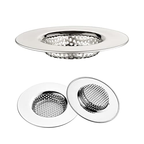 WINDALY Filtro de Fregadero Cocina, 7.5 cm Filtro de Drenaje de Acero Inoxidable, 3 Pcs Tapa de Desagüe para Fregadero de Cocina, Engrosado y Reforzado Cover