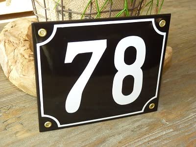 Numéro de maison émail noir 78 plaque ovale de 18x15 cm