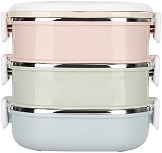 Portable Stainless Steel Bento Box for Kids and Adults, Stackable Leakproof Lunchbox Insulated Thermal Food Container(3 Layer)