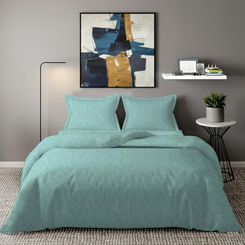 Image of 300 TC Premium Glace Cotton Solid Emboss Bedsheet for Double Bed with 2 Pillow Covers for Home (90 inch x 100 inch or 229 cm x 254 cm) (Rose-Turquoise, Double- 90 x 100 Inches)