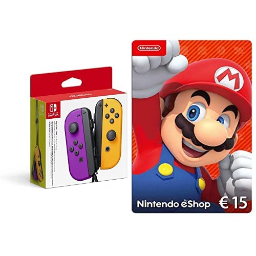 Nintendo Joy-con (Set Izda/Dcha) Morado Neón/Naranja Neón & Nintendo eShop Tarjeta de Regalo 15€