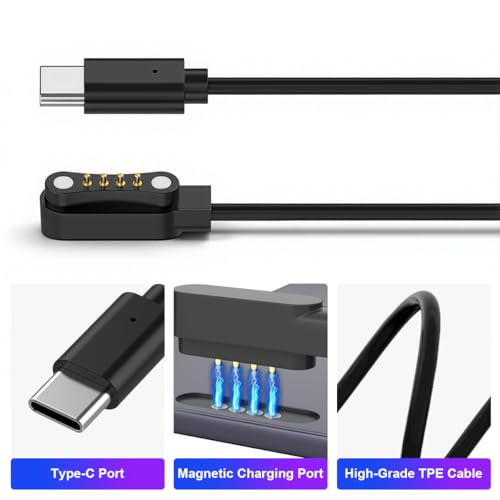 Image of ZORBES 5W Charger for PLAUD Note AI Voice Recorder, Plaid Charger Replacement USB-A /C Charging Cable Cord, USB C to 4-Pin Magnetic Connector for PLAUD Note Pro A, Plug and Go(3.3ft /1m)