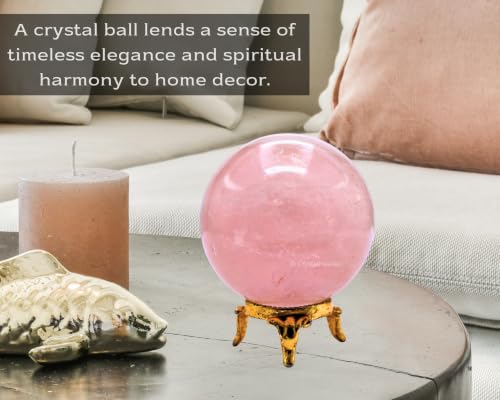 Image of Certified Rose Quartz Crystal Ball for Meditation - Premium Crystal Vastu Items for Home and Feng Shui Items for Good Luck - Ideal for Pooja Supplies and Spiritual Practices (2.5 inch Inch)