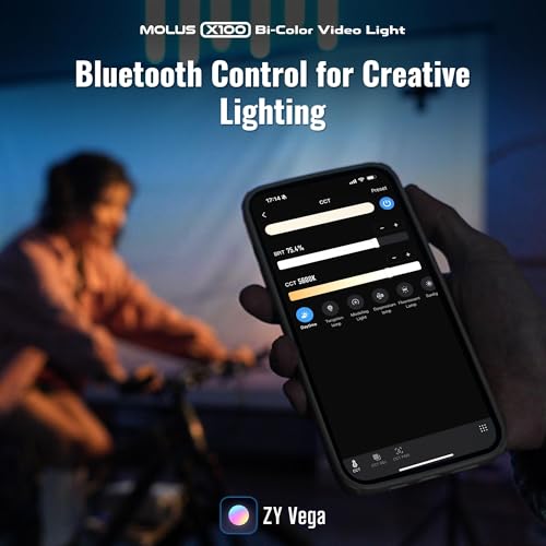 Image of ZHIYUN MOLUS X100 PRO V2 Upgraded Version LED Video Light, Portable 100W 2700K-6500K CRI 95+ TLCI 97+ Bluetooth Brightness Control Continuous Output Lighting for Photography Studio Light