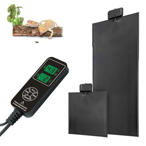 Reptilien-Heizmatte, 5 W-220 W, wasserdicht, Reptilien-Heizkissen unter dem Tank-Terrarium mit Temperaturkontrolle, sicherheitsverstellbare Reptilien-Heizmatte für Schildkröte, Schildkröte, Schlangen
