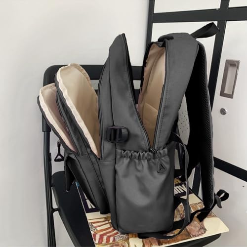 Large Capacity Backpack Fashion Cute Aesthetic Nylon Backpack Accessories (black)4