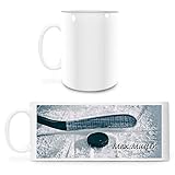 Manutextur Tasse mit Namen - personalisiert - Motiv Eishockey - viele Farben & Motive - weiß - persönliches Geschenk mit Wunsch-Motiv und Wunsch-Name