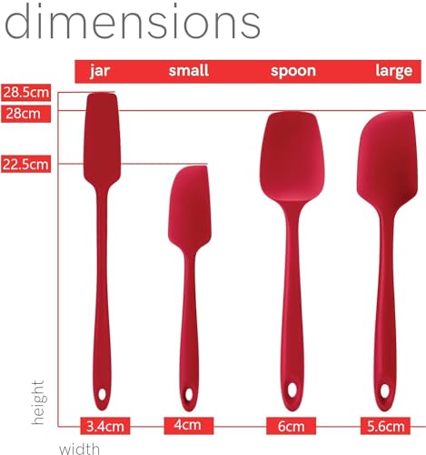 Image of Baskety Spatula Silicone Spatula Set Spatulas Silicone Heat Resistant 500F Rubber Spatula Seamless One Piece Non-Stick 4-Piece for Cooking Baking Mixing.|SPATULA-4A| (RED)