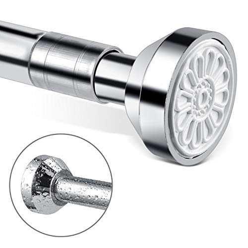 EKLEVOR Barra de Cortina de Ducha 70-125cm Barra de Tension Extensible Varilla de Cortinas de Resorte 304 Acero Inoxidable Antideslizante Sin Perforaciones y Óxido para Puertas Baños Duchas Ventanas
