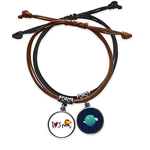 Pulsera de cuero España con cuerda trenzada y amuleto de corazón 1