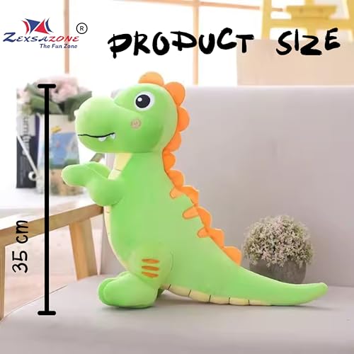 Image of ZEXSAZONE Toy Cute Dinosaur Green 35 cm | Plushie Soft Toys for Kids | Plush Soft Toys for Baby Boys and Girls Kids - Teddy |