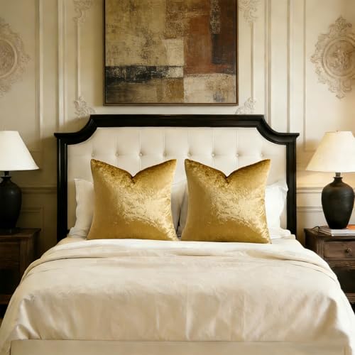 Image of GIGIZAZA Decorative Throw Pillow Covers 26x26,Gold Square Couch Pillow Covers,Velvet Sofa Boho Cushion Pillows
